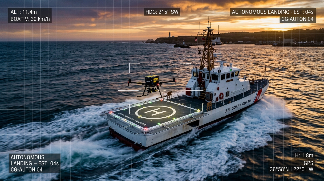 Autonomous Drone Landing on High-Speed Coast Guard Boat